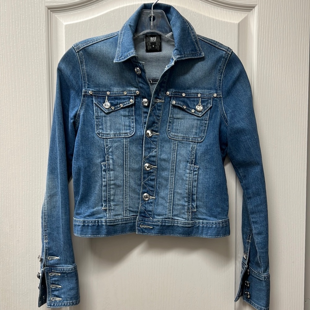 Trending Blue Jean Jacket with Bling Buttons
